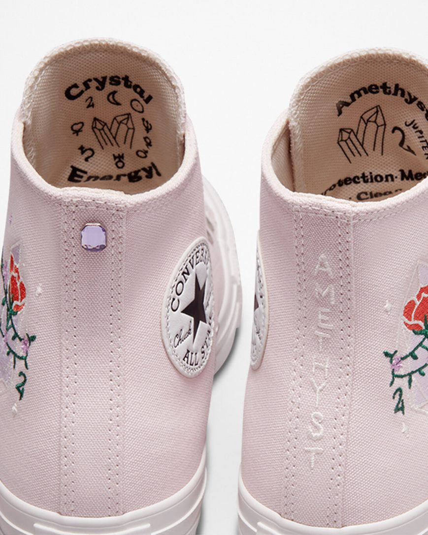 Women's Converse Chuck Taylor All Star Embroidered Crystals High Top Shoes Rose / White | AU E4601U